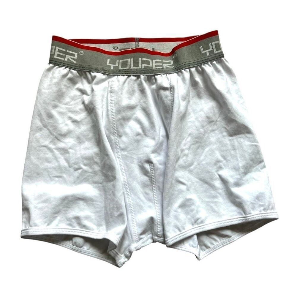 NWT Youth Boys Youper Boxer Brief White Underwear for Baseball Cup - Sz L